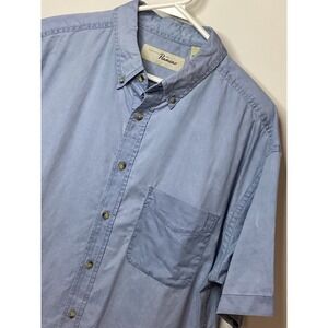 VTG Pennmans Menswear Blue Short Sleeve‎ Button Down Shirt Casual Relaxed Fit